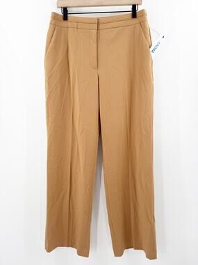 DKNY Pants Size 10 NWT Wide Leg Trousers Camel Stretch Office Work Business